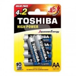 TOSHIBA BLISTER 6 PILHAS AA LR6 ALCALINA HIGH POWER