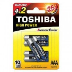 TOSHIBA BLISTER 6 PILHAS AAA LR03 ALCALINA HIGH POWER