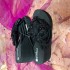 Slipper Finger Heel Wedge with Flower Application - Black
